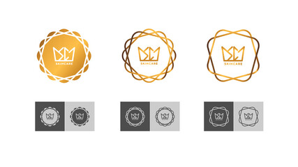 elegant skincare logo with gold color with various variations in EPS format