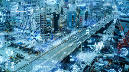 Transportation and technology concept. ITS (Intelligent Transport Systems). Mobility as a service.