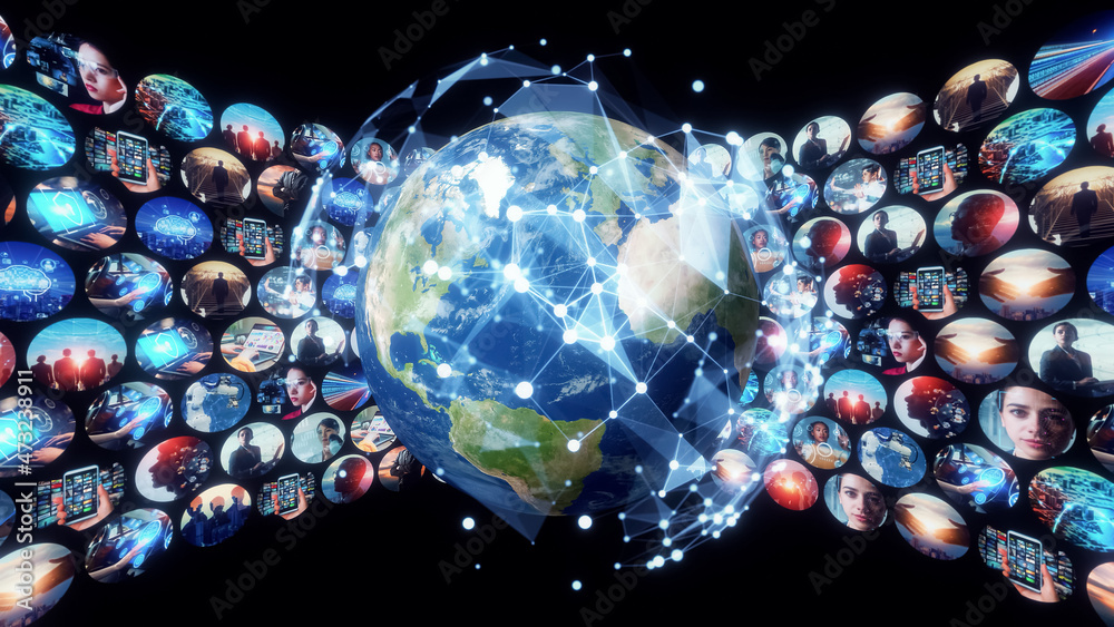 Aufkleber Digital contents concept. Social networking service. Streaming video. communication network.