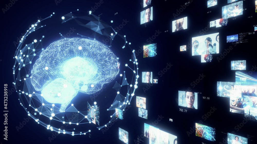 Aufkleber AI (Artificial Intelligence) concept. Deep learning. Image analysis.