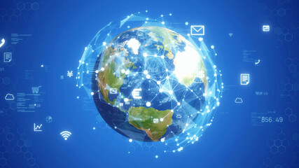 Global business concept. Communication network. Management strategy. Digital transformation.