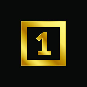 Number One Luxury Style Golden Emblem Isolated Vector