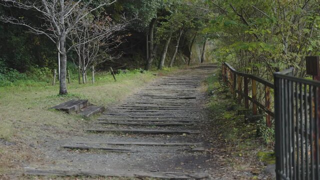 Fukuchiyama Abandoned Railway Hike, Tilt Reveal of Mountain Walking Course