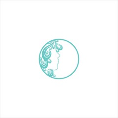 woman's head logo vector template curls