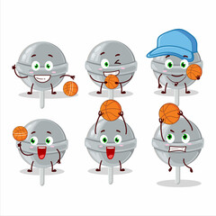 Talented Sweet White lollipop cartoon character as a basketball athlete