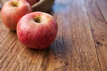 apples on a wooden table vitamins fresh fruits organic