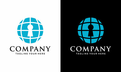 Education for all, key to the whole world, global knowledge. Icon logo on a black and white background.