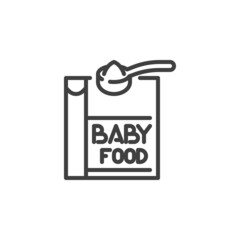 Baby food box line icon