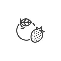 Apple and strawberry line icon
