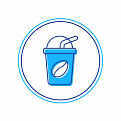 Filled outline Iced coffee icon isolated on white background. Vector