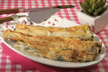 Traditional homemade Turkey cheese, spinach 