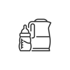 Baby milk bottle and jug line icon