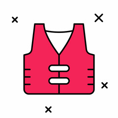 Filled outline Fishing jacket icon isolated on white background. Fishing vest. Vector