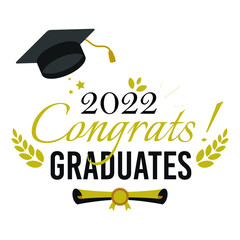 Class of 2022. Modern calligraphy. Vector illustration. Hand drawn brush lettering Graduation logo. Template for graduation design, party, high school or college graduate, yearbook.