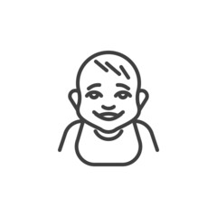 Infant baby with bib line icon
