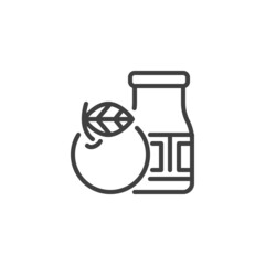 Apple puree jar line icon