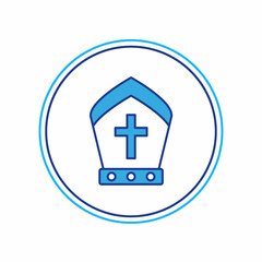 Filled outline Pope hat icon isolated on white background. Christian hat sign. Vector