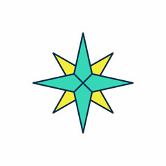 Filled outline Wind rose icon isolated on white background. Compass icon for travel. Navigation design. Vector