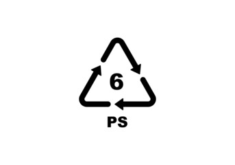 Plastic recycling code symbol. PS recycling symbol for plastic, simple flat icon vector