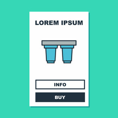 Filled outline Water filter cartridge icon isolated on turquoise background. Vector