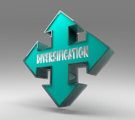 Arrow cross with word diversification. Business concept