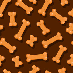 Dog cookie bone seamless pattern. Treat for animals. Packaging design. Vector cartoon illustration