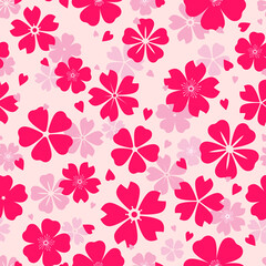 Seamless pattern with Sakura flowers or cherry blossom. Design for print screen backdrop, Fabric, and tile wallpaper.