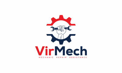 Virmech  logo mechanic repair assistance   logo for a company