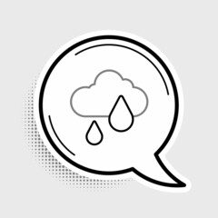 Line Cloud with rain icon isolated on grey background. Rain cloud precipitation with rain drops. Colorful outline concept. Vector