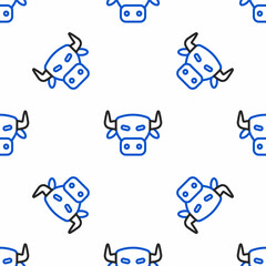 Line Cow head icon isolated seamless pattern on white background. Colorful outline concept. Vector