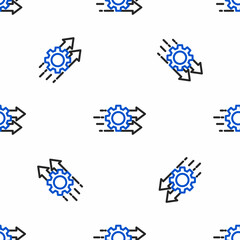 Line Time management icon isolated seamless pattern on white background. Clock and gear sign. Productivity symbol. Colorful outline concept. Vector