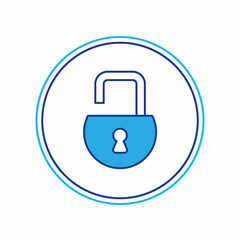 Filled outline Open padlock icon isolated on white background. Opened lock sign. Cyber security concept. Digital data protection. Vector