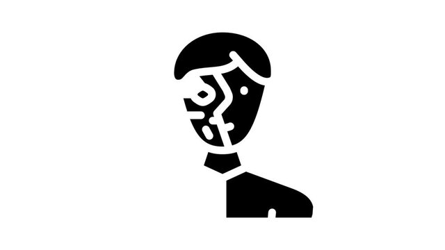 cyborg robot animated glyph icon cyborg robot sign. isolated on white background