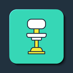 Filled outline Office chair icon isolated on blue background. Turquoise square button. Vector