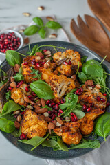 healthy buddah bowl, Chickpea dishes, falafel and hummus on a table