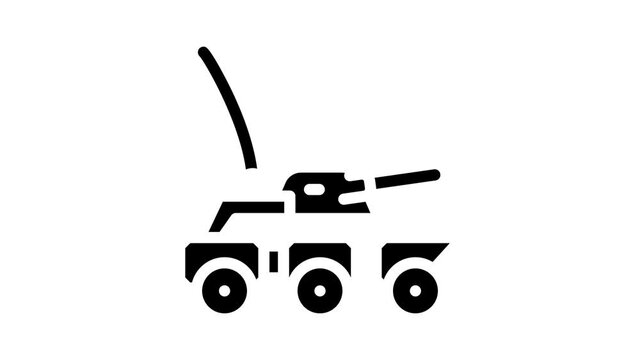 military robot animated glyph icon military robot sign. isolated on white background