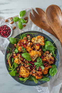 Healthy Buddah Bowl, Chickpea Dishes, Falafel And Hummus On A Table