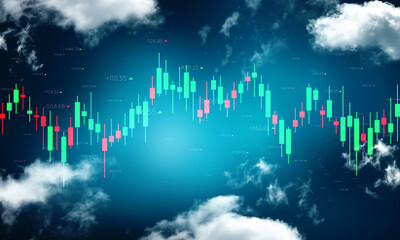 Stock market or forex trading graph and candlestick chart suitable for financial investment concept. Economy trends background for business. Abstract digital background.