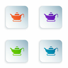 Color Oil lamp icon isolated on white background. Set colorful icons in square buttons. Vector