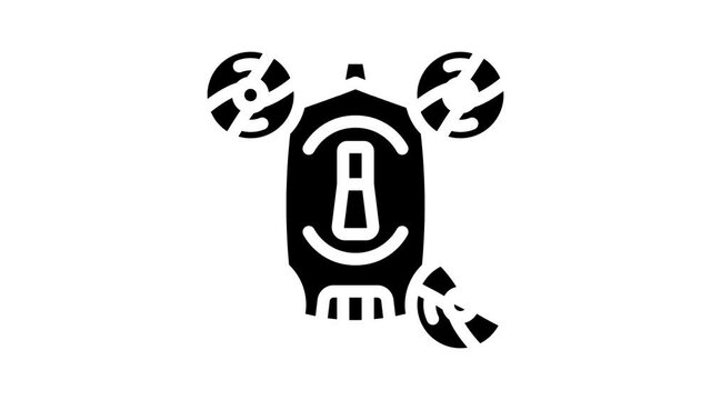 copter robot animated glyph icon copter robot sign. isolated on white background