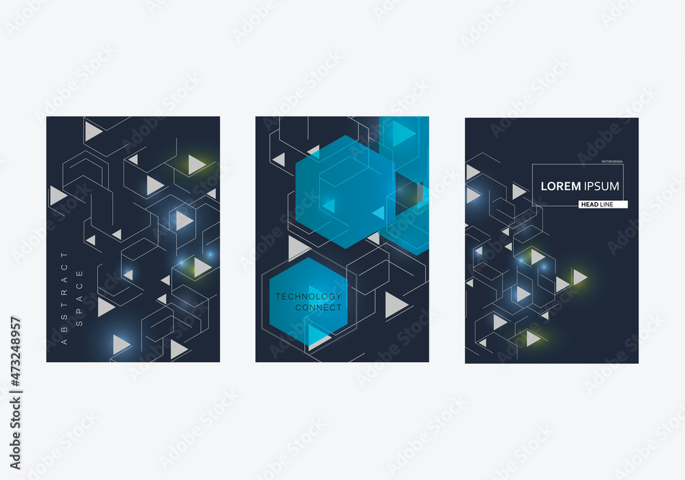 Poster hexagons in modern style on light background. technology background. decorative symbol. communicatio