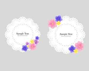 レースとリアルな水彩の花のフレームセット