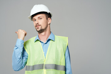 Man in working form construction work isolated background