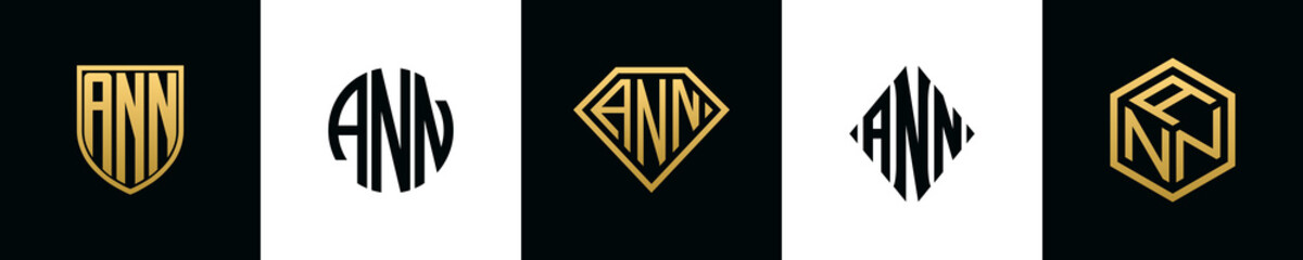 Initial letters ANN logo designs Bundle