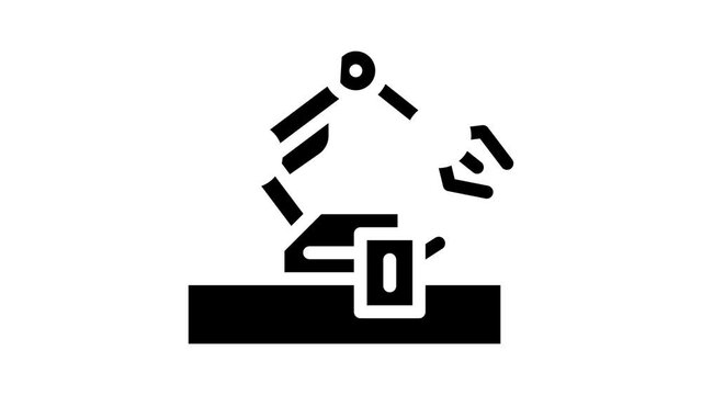 robotic arm robot animated glyph icon robotic arm robot sign. isolated on white background