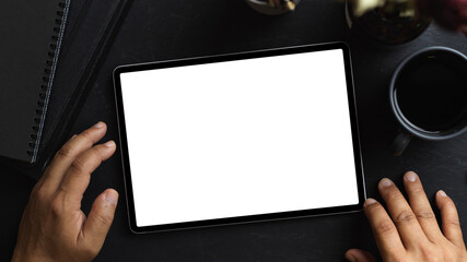 a digital portable tablet computer white screen mockup