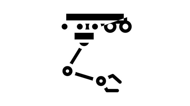 robotic hand on rail animated glyph icon robotic hand on rail sign. isolated on white background