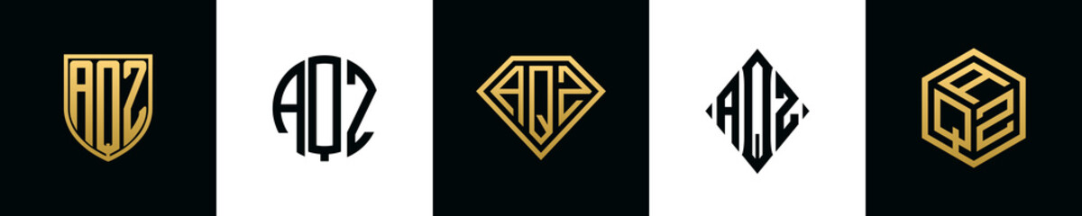 Initial letters AQZ logo designs Bundle