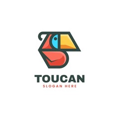 Vector Logo Illustration Toucan Simple Mascot Style.