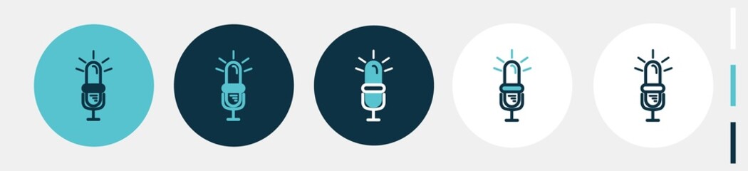 microphone ideas icons set. podcast ideas icons for broadcast
